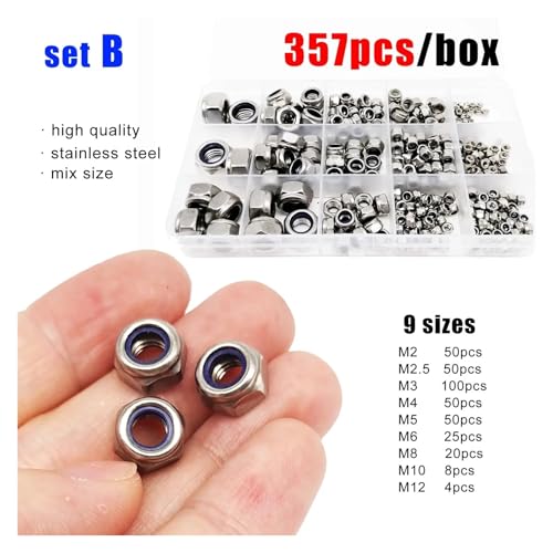 35 STÜCKE Mix M2 Bis M12 Set Kit DIN985 304 A2 Edelstahl Hexagon Nyloneinsatz Kontermutter von Chenhj