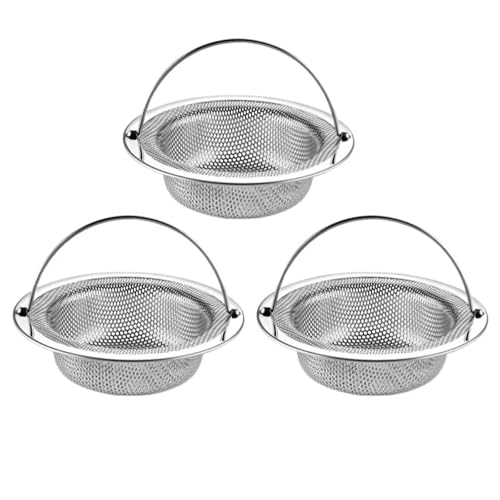 Edelstahl Küchenspüle Filter Bodenablauf Mesh Bad Filter Ablaufkorb Mit Griff Badewanne Haarfänger Stopper(3PCS) von Chenhj