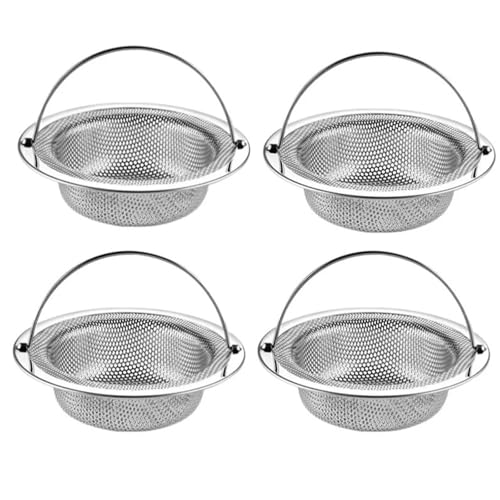 Edelstahl Küchenspüle Filter Bodenablauf Mesh Bad Filter Ablaufkorb Mit Griff Badewanne Haarfänger Stopper(4PCS) von Chenhj