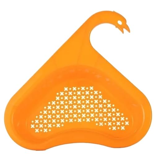 Schwan Abflusskorb Küche Gemüsereinigung Multifunktionales Pool Dreieck Kunststoff Filter Rack Spüle Abflusskorb Sieb Billig(Orange) von Chenhj