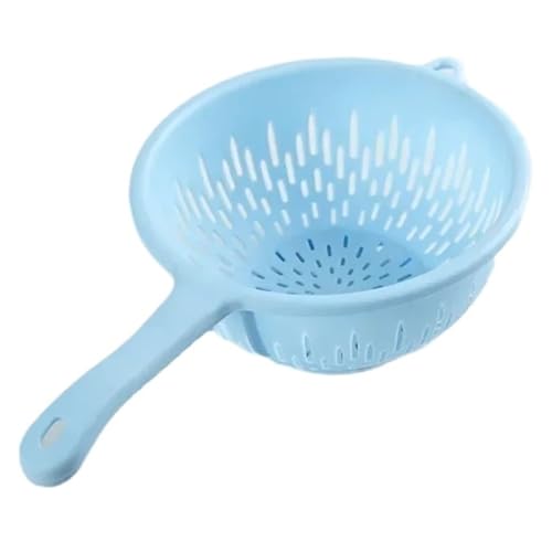 Spüle Wasserfilter Küche Abtropffläche Korb Kunststoff Waschen Sieb Sieb Lebensmittel Griff Obst Abtropfschale Gemüse(Light blue) von Chenhj