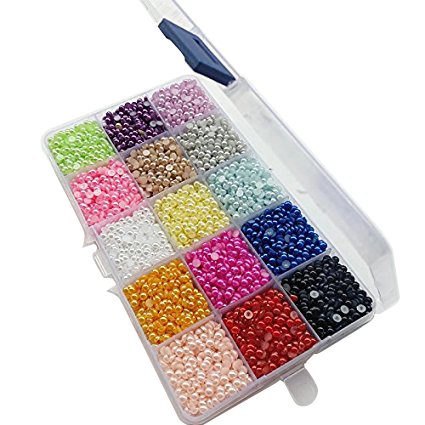 Chenkou Craft 10.000 Stück sortierte 15 Farben Imitation halbe flache Rückseite Perlen Perlen 4 mm Edelstein Scrapbook Handwerk DIY Perlen + Kunststoff-Box Chenkou Craft 10.000 Stück sortierte 15 Farben Imitation halbe flache Rückseite Perlen Perlen 4 mm Edelstein Scrapbook Handwerk DIY Perlen + Kunststoff-Box von Chenkou Craft