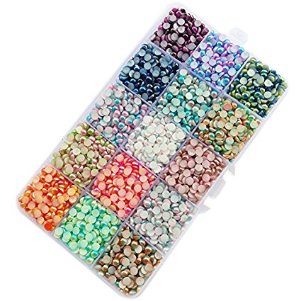 chenkou Craft Hälfte rund flache Perlen Bead Lose Beads Gem 6mm 1/4" mix 6mm von Chenkou Craft