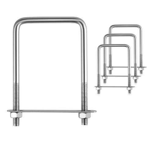 4 Stück Bügelschraube 80x150mm, M10 U Bügel mit Gewinde, Zurrbügel mit Mutter Rahmen und Gegenplatte, 304 Edelstahl U Bolzen Bügelschelle für Rohr Befestigung Autos Schiffen Reparatur Abschleppen von Chenove