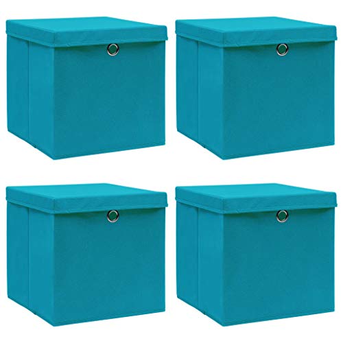 Chenshu Aufbewahrungsboxen mit Deckel 4 STK Spielzeugkiste, Aufbewahrungskiste, Kleideraufbewahrung, Kleideraufbewahrung & Organisation, Babyblau 32×32×32cm Stoff von Chenshu