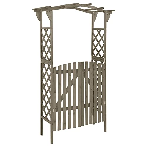 Chenshu Pergola mit Tor, Balkon Pavillon, Beschattung Terasse, Gartenpergola, Garten Verzierung, 116x40x204 cm Grau Massivholz Tanne von Chenshu