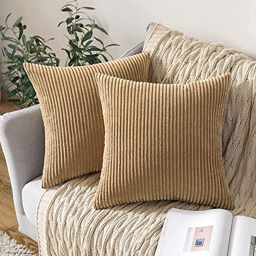 Set mit 2 dekorativen Cordkissenbezügen Sofa Soft Decorative Kissenbezug für Zuhause Wohnzimmer Schlafzimmer Bett Büro-60 * 60CM _braun von Chenso