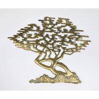 Vintage An Der Wand Befestigter Bonsai-Baum Aus Massivem Messing - Sehr Groß Attraktive Gealterte Metallpatina Made in Korea von ChenuzAtelier