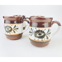 Vintage "Atomic Eye' Muster Glasierte Keramiktasse Set Von Vier | 4 - Made in Japan von ChenuzAtelier