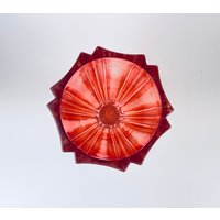 Vintage Cranberry Red Schwere Glasvase - Geriffelte Linie Außen von ChenuzAtelier
