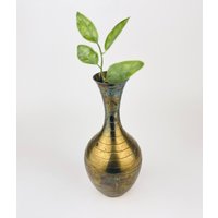 Vintage Gestreifter Messing Übertopf/Vase - Gealterte Patina Made in India von ChenuzAtelier