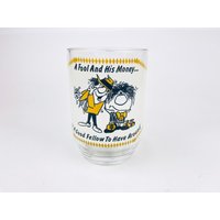 Vintage Glas Bierkrug - Geschenk Gag "Ein Narr Und Sein Geld...ich Ein Guter Begleiter Zum Haben" Made in France von ChenuzAtelier