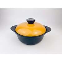 Vintage Ofenfester Kochtopf Aus Gusseisen Dutch Oven/Suppentopf - Gelb + Schwarz von ChenuzAtelier