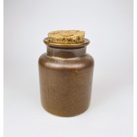 Vintage Tropfglasur-Keramik + Braunes Korkglas - Apotheker-Aufbewahrungsglas von ChenuzAtelier