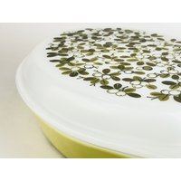 Vintage Verdé Pyrex Geteilte Auflaufform | 1 1/2 Qt - Grünes Olivenzweigmuster von ChenuzAtelier