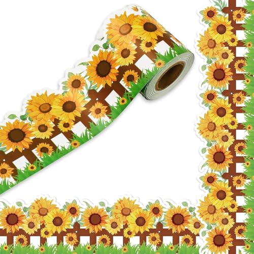 10 m Blumen Pinnwand Bordüre Sonnenblumen Bordüre Bordüre Trim Board Aufkleber für Klassenzimmer Dekoration von Chenxi Studio