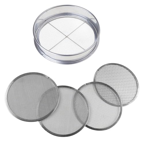 Chenxi Studio Gartensiebe aus Edelstahl, Rätselsieb-Set, 20,3 cm Durchmesser, 4 Netzgrößen für effizientes Abseihen des Bodens, ergonomischer Griffsieb von Chenxi Studio