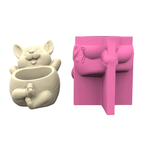 Chenxi Studio Praktische Hunde-Blumentöpfe, stabiles Silikon, Zement, Gips, Bastelbedarf für Garten und Innendekoration, Büro, Schreibtisch, Ornament von Chenxi Studio