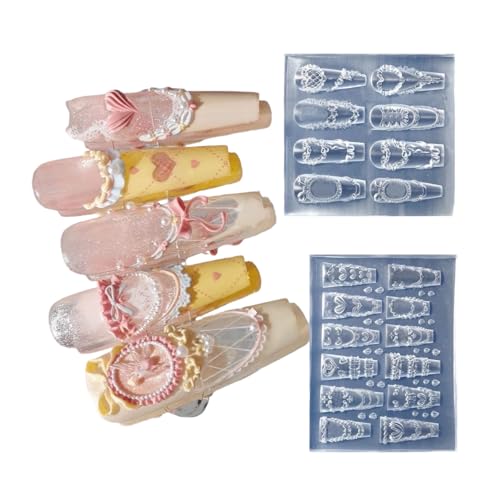Silikon-Formen für Nägel, Kunstformen, cremefarben, Spitze, Silikon-Textur, für Kosmetikerinnen und Lernende, wiederverwendbare Nagelkunst-Vorlagen Silikon-Formen für Nägel, Kunstformen, cremefarben, Spitze, Silikon-Textur, für Kosmetikerinnen und Lernende, wiederverwendbare Nagelkunst-Vorlagen von Chenxi Studio