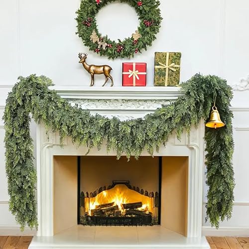 Weihnachtsgirlande aus Zedernholz, realistische künstliche Zedernkiefer, Hängepflanze, Dekoration für Kaminsims, Treppe, Haustür, Weihnachtsgrün zum Basteln Weihnachtsgirlande aus Zedernholz, realistische künstliche Zedernkiefer, Hängepflanze, Dekoration für Kaminsims, Treppe, Haustür, Weihnachtsgrün zum Basteln von Chenxi Studio