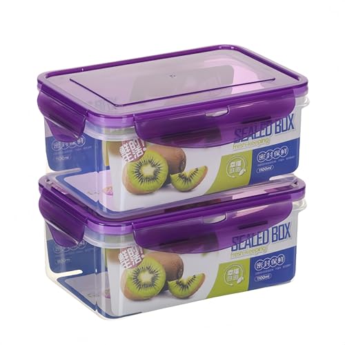 Chereda Auslaufsichere Lebensmittelbehälter, 1 l, luftdichte, stapelbare und wiederverwendbare Mahlzeiten-Vorbereitungsbehälter mit Deckel, Schul-Lunchboxen, 2 Stück, Violett Chereda Auslaufsichere Lebensmittelbehälter, 1 l, luftdichte, stapelbare und wiederverwendbare Mahlzeiten-Vorbereitungsbehälter mit Deckel, Schul-Lunchboxen, 2 Stück, Violett von Chereda