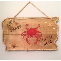 Krabbe Zeichen - Strand-Wand-Dekor Küsten-Wand-Dekor Küste Ozean von CherishedCottage