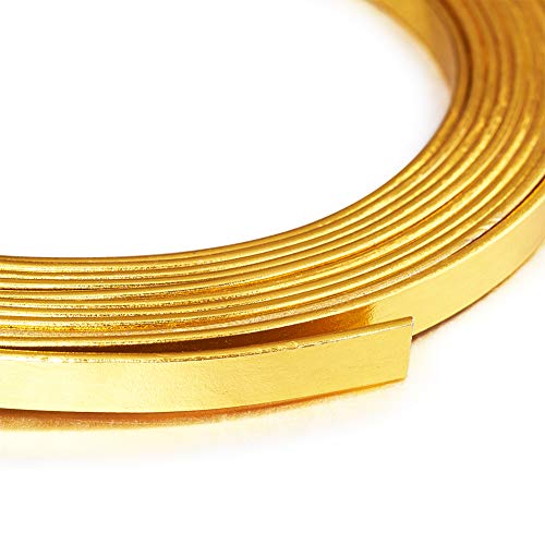 Cheris Flacher Aluminiumdraht, goldfarben, biegbarer Metalldraht zum Basteln von Schmuck, 5mm Width von Cheriswelry