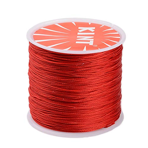 Cheriswelry 0,5 mm gewachstes Polyester-Rundschnur, 116 Meter, Perlenschnur, Seil mit Spule für Schmuck, geflochtene Armbänder, Makramee, Dunkelrot von Cheriswelry