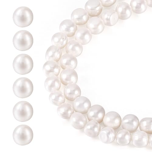 Cheriswelry 1 Strang runde natürliche Süßwasser-Zuchtperlen, zwei Seiten, polierte Perlen, cremeweiße Perlen für selbstgemachte Schmuckherstellung, Halsketten, Armbänder Cheriswelry 1 Strang runde natürliche Süßwasser-Zuchtperlen, zwei Seiten, polierte Perlen, cremeweiße Perlen für selbstgemachte Schmuckherstellung, Halsketten, Armbänder von Cheriswelry