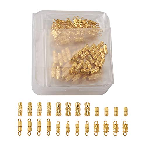Cheriswelry 120 Stück Schrauben-Verschlüsse, 6 Stile, goldene Säulen, Schraub-Typ, Endkappen, Verbindungsstücke für Schmuckarmbänder von Cheriswelry