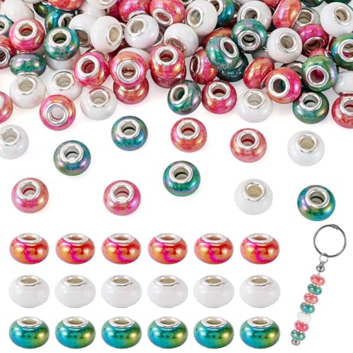 Cheriswelry 150 Stück Weihnachtsperlen mit großem Loch, Rondelle, europäische Perlen, 13,5 x 8,5 mm, rot-grün-weiß, Abstandshalter mit silbernem Metallkern für Halsketten, Armbänder, Ohrringe Cheriswelry 150 Stück Weihnachtsperlen mit großem Loch, Rondelle, europäische Perlen, 13,5 x 8,5 mm, rot-grün-weiß, Abstandshalter mit silbernem Metallkern für Halsketten, Armbänder, Ohrringe von Cheriswelry