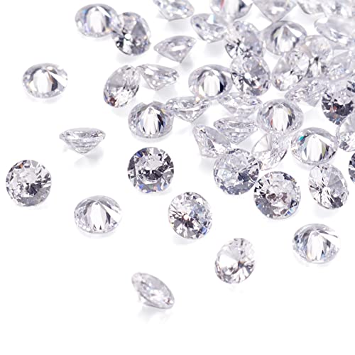 Cheriswelry 50 Stück 4 mm kristallklare Diamant-Cabochons mit Cubic Zirkonia, facettierte, lose Zirkonia-Steine, Strasssteine für Schmuckherstellung von Cheriswelry