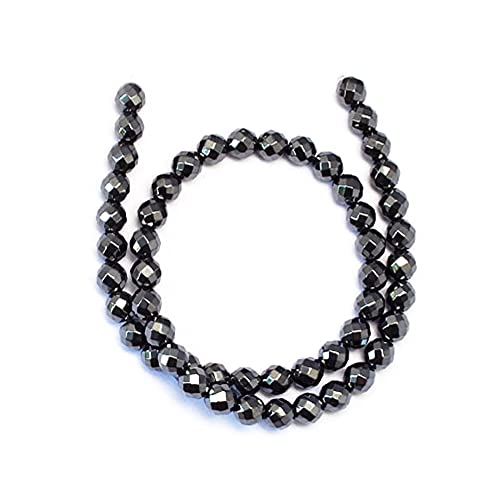 Cheriswelry 8 mm Hämatit (nicht magnetisch) Perlenstrang, schwarzer synthetischer Hämatit, facettierte Steine, Abstandhalter für Schmuckherstellung, ca. 54 Stück pro Strang. von Cheriswelry