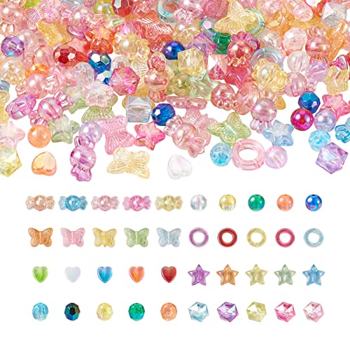 Cheriswelry 800 Stück transparente Acrylperlen AB-Farbe kleines Herz runder Sternwürfel flach rund Schmetterling Süßigkeiten lose Perlen für Schmuckherstellung von Cheriswelry
