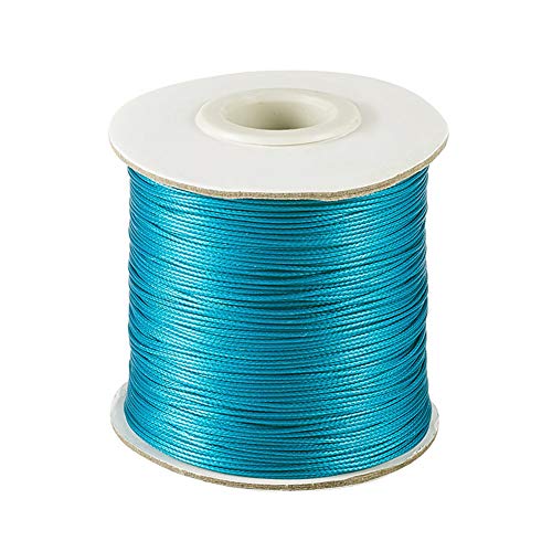 Cheriswelry Ca. 200 Meter 1 mm Koreanisches Polyester-Kordel, Faden, Perlenschnur, Seil mit Spule für Schmuckherstellung, Makramee, Blaugrün von Cheriswelry