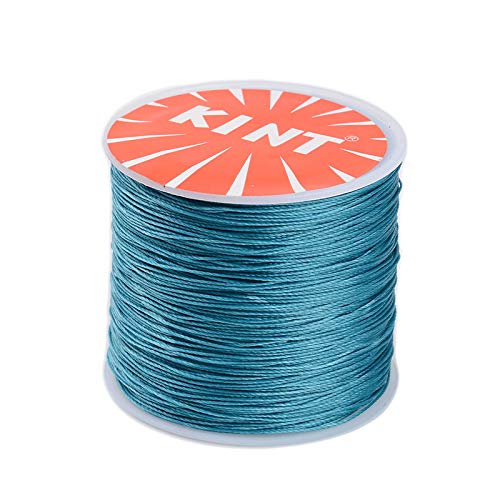 Cheriswelry Gewachste Schnur, Polyester, rund, geflochtene Fäden, 0,45 mm, mit Spule für DIY-Schmuck, Makramee-Herstellung, Dunkelcyan, 175 Meter von Cheriswelry