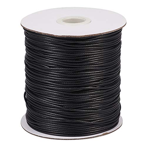 Cheriswelry Koreanisches Polyester-Kordel, ca. 91,4 m, 2 mm, mit Spule für Schmuckherstellung, Makramee, Schwarz von Cheriswelry