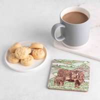 Highland Cow Fields Untersetzer/Getränkeuntersetzer Aus Holz Mit Korkbasis Eltern & Kind Design von CherithHarrisonStore