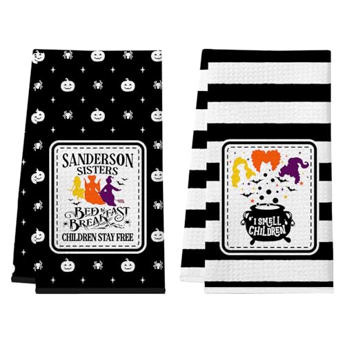 Hocus Pocus Decor, 2 Stück lustige Halloween-Handtücher und Geschirrtücher – I Smell Children Hocus Pocus Decor, 2 Stück lustige Halloween-Handtücher und Geschirrtücher – I Smell Children von Cheroloven