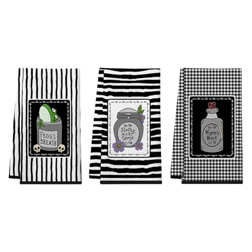 Nightmare Before Halloween Küchentücher, Nightmare Christmas Home Kitchen Bathroom Decorations, 3 Pack Funny Halloween Hand Towels Dish Cloths - Deadly Night Shade Worm's Worm's Worm's Worm Frog's von Cheroloven