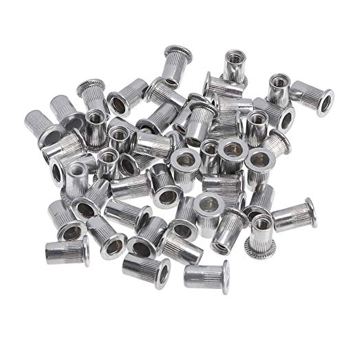 Nietmuttern mit Flachkopfgewinde, 50 Stück M3 M4 M6 M8 M10 Nietmuttern-Set mit Flachkopf aus Aluminiumlegierung, Nietmuttern-Einsatz, Nietset(M3x50pcs) von Cherrii