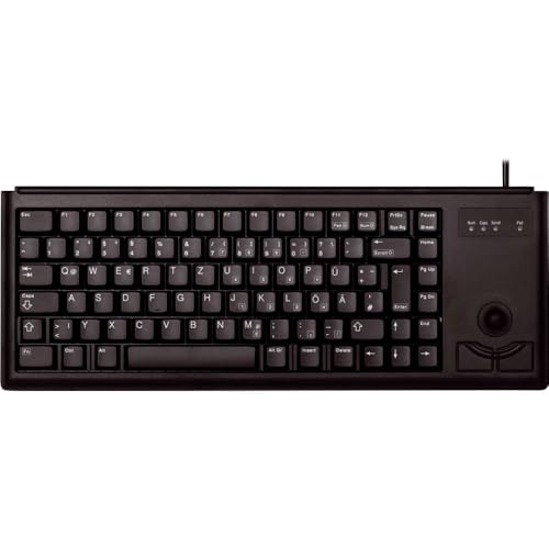 CHERRY G84-4400, Kompakte Tastatur mit Trackball, Deutsches Layout (QWERTZ), Kabelgebunden (PS/2-Anschluss), 2 Maustasten, Mechanische ML Switches, Schwarz von CHERRY
