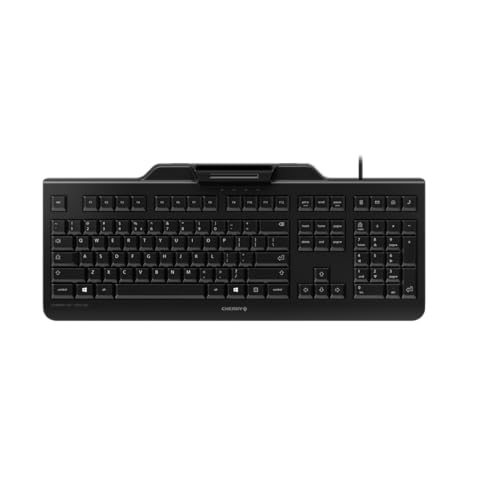 CHERRY KC 1000 SC, Kabelgebundene Security-Tastatur mit integriertem Kartenleser, EU-Layout (QWERTY), Plug & Play (USB-A), Flaches Design, Schwarz von CHERRY