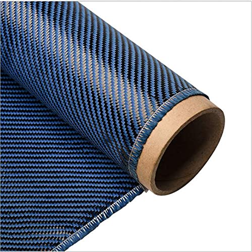 Cherrynight Echter Kohlefaserstoff, 32"/82 cm Breite, 3K, 200 g/m², 240 g/m², 2x2 Twill-Waben-Hybrid-Kohlenstoff-Kevlar-Stoff [Versand DURCH Rollen] (Color : Blue 50cm Width, Size : Length 4m) von Cherrynight