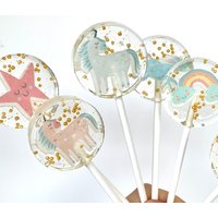 Lolli Einhorn Regenbogen/Essbare Cupcake Topper Muffin Stecker Cake Tortendeko Mitgebsel Gastgeschenk Geschenk Ab 1 Stück von CherryonthecakeEU