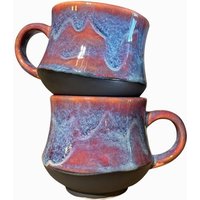 Daydreams Color Play Tassen Set - Handbemalte Keramik Keramik Mit Schwarz, Blau Und Lila Einzeln Oder Als 2 14Oz von ChesapeakeDesignsCo