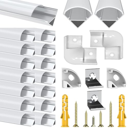 Chesbung LED Aluminium Profil für Led Streifen/Stripes, 15X1m V Form Leiste Kanal Aluprofil, Strip Schiene Streifen Diffusor mit Milchig Weißer Abdeckung, Montageclips und 45 Grad Eckverbindern Chesbung LED Aluminium Profil für Led Streifen/Stripes, 15X1m V Form Leiste Kanal Aluprofil, Strip Schiene Streifen Diffusor mit Milchig Weißer Abdeckung, Montageclips und 45 Grad Eckverbindern von Chesbung