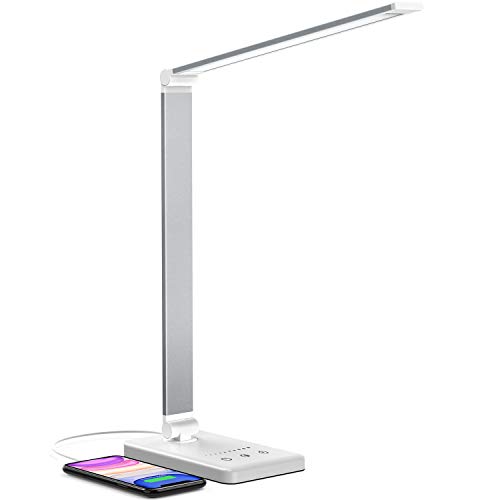 Chesbung Schreibtischlampe LED Dimmbare Tischleuchte, 5 Farb und 10 Helligkeitsstufen, Augenschutz Tischlampe für Kinder, Touch-Bedienung, Faltbar, Nachttischlampe mit 2500mAH Eingebaute Batterie von Chesbung