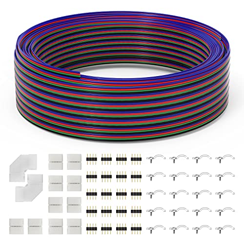 Chesbung RGB LED Verlängerungskabel 4 Polig, 15M/49.2ft LED Verlängerungskabel LED Band Verbindungskabel LED Strip Extension LED Kabel für 5050 3528 2835 RGB LED Streifen, inkl. 4-Poliger Stecker von Chesbung