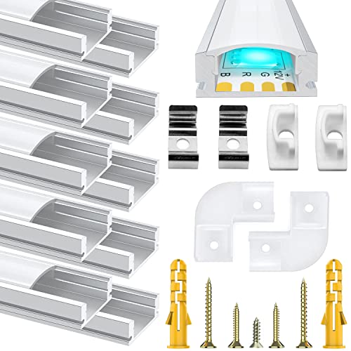 Chesbung LED Aluminium Profil für Led Streifen, 10×1M U Form LED Kanäle für LED Strips/Band 12mm, Alu Profil Led mit Milchig Weißer Abdeckung, LED-Diffusoren Led Kanal Indirekte Beleuchtung Decke von Chesbung